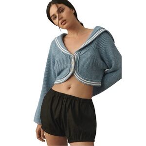 NWT Anthropologie Linen Bloomer Shorts in Black